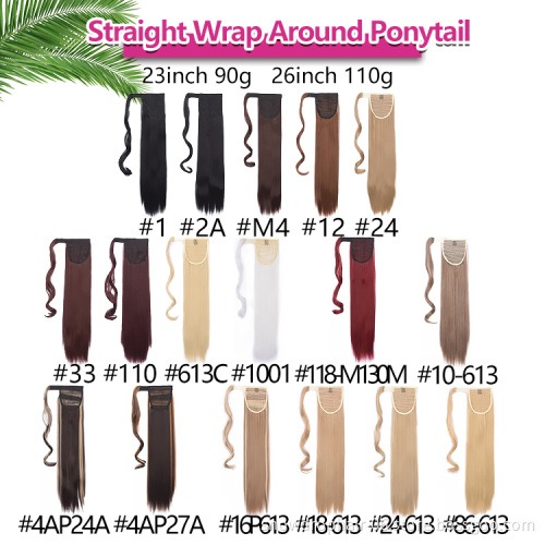 Julianna Long Blonde Straight Wrap Around Clip In Ponytail Hair Extension Heat Resistant Synthetic Pony Tail Hair